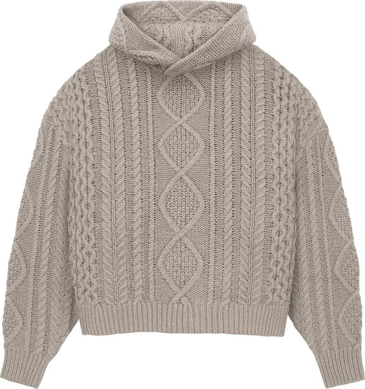 Fear of God Essentials Cable Knit Hoodie Core Heather