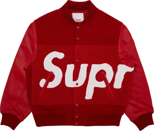 Supreme Big Logo Chenille Varsity Jacket Red