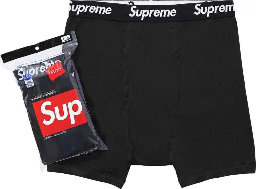 Supreme Hanes Boxer Briefs (4 Pack) Black